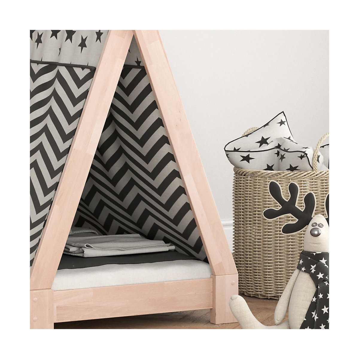 Kinderbett TIPI  70 x 140 cm Natur