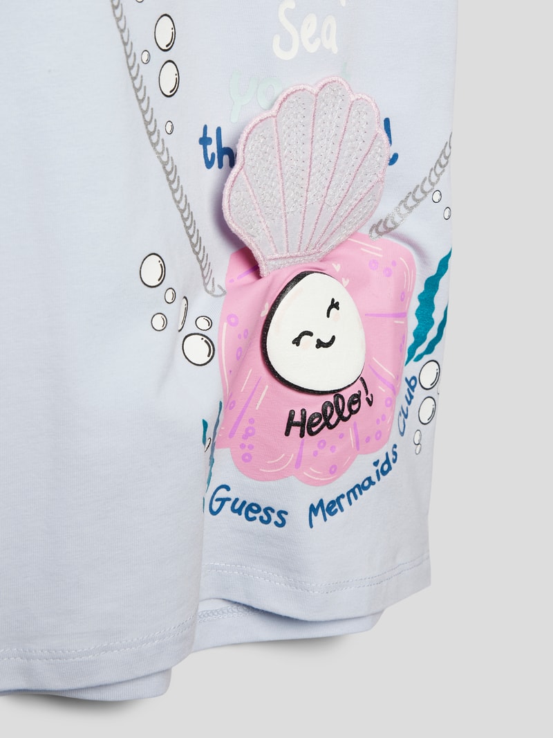 T-Shirt mit Paillettenbesatz in bleu
