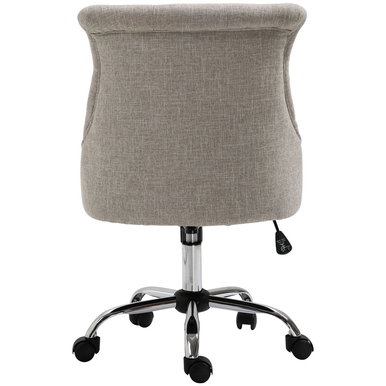 HOMCOM Drehstuhl mit Rollen Polsterstuhl Chefsessel 360° drehbar 150 kg Belastbar Höhenverstellbar Leinen Metall Hellgrau 54 x 65,5 x (84–91) cm
