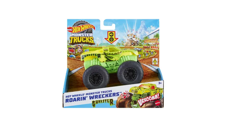 Hot Wheels Monster Trucks Roarin’ Wreckers Trucks mit Licht- und Geräuscheffekten, 1 Stück, sortiert