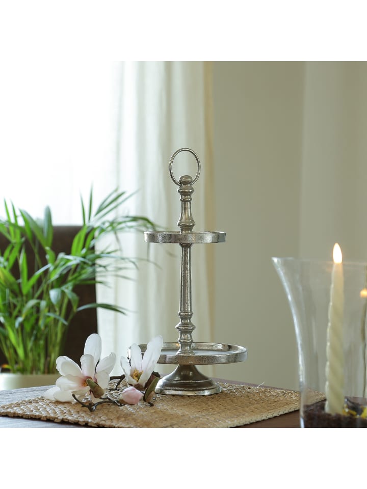 MARELIDA Etagere Aluminium 3 stöckige Servierplatte Dekoetagere H: 34cm in silber günstig kaufen onesize