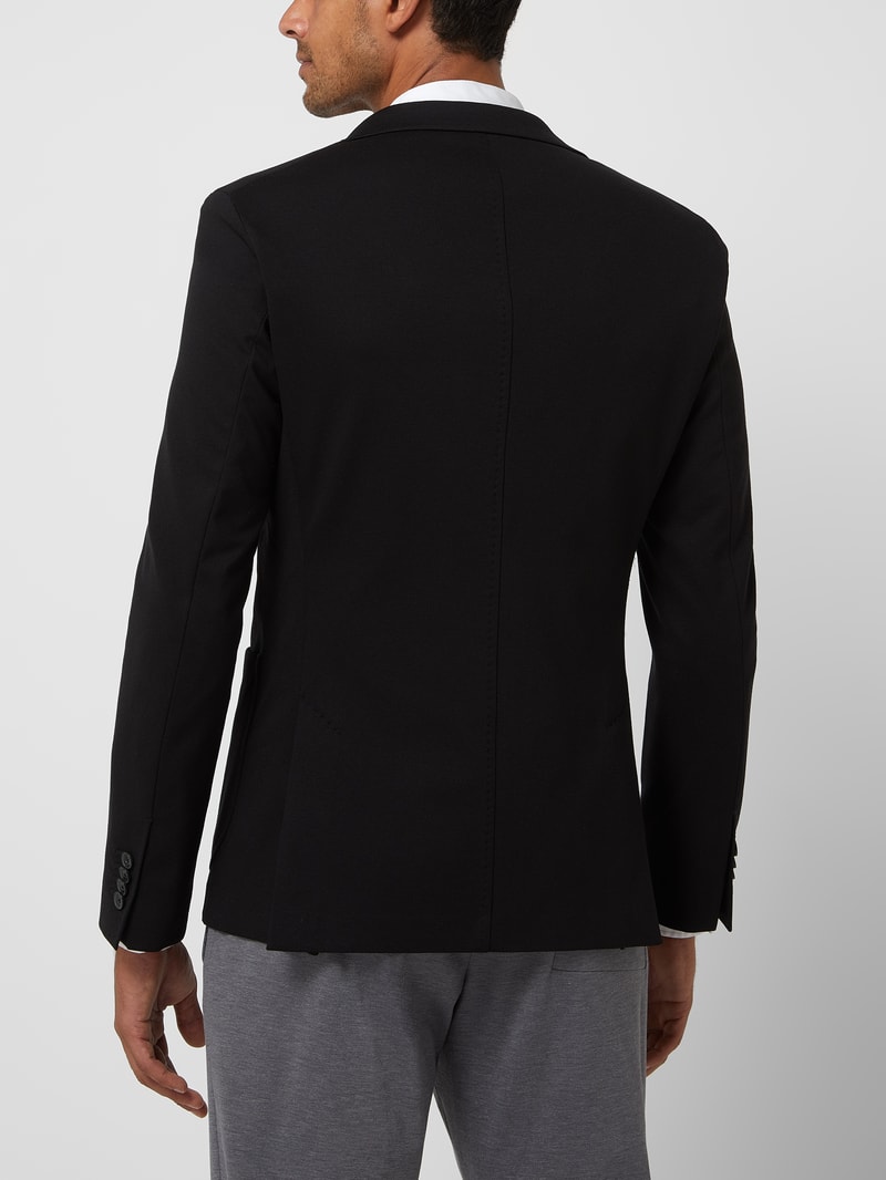 Slim Fit 2-Knopfsakko mit Anstecknadel Modell 'Seba' in schwarz