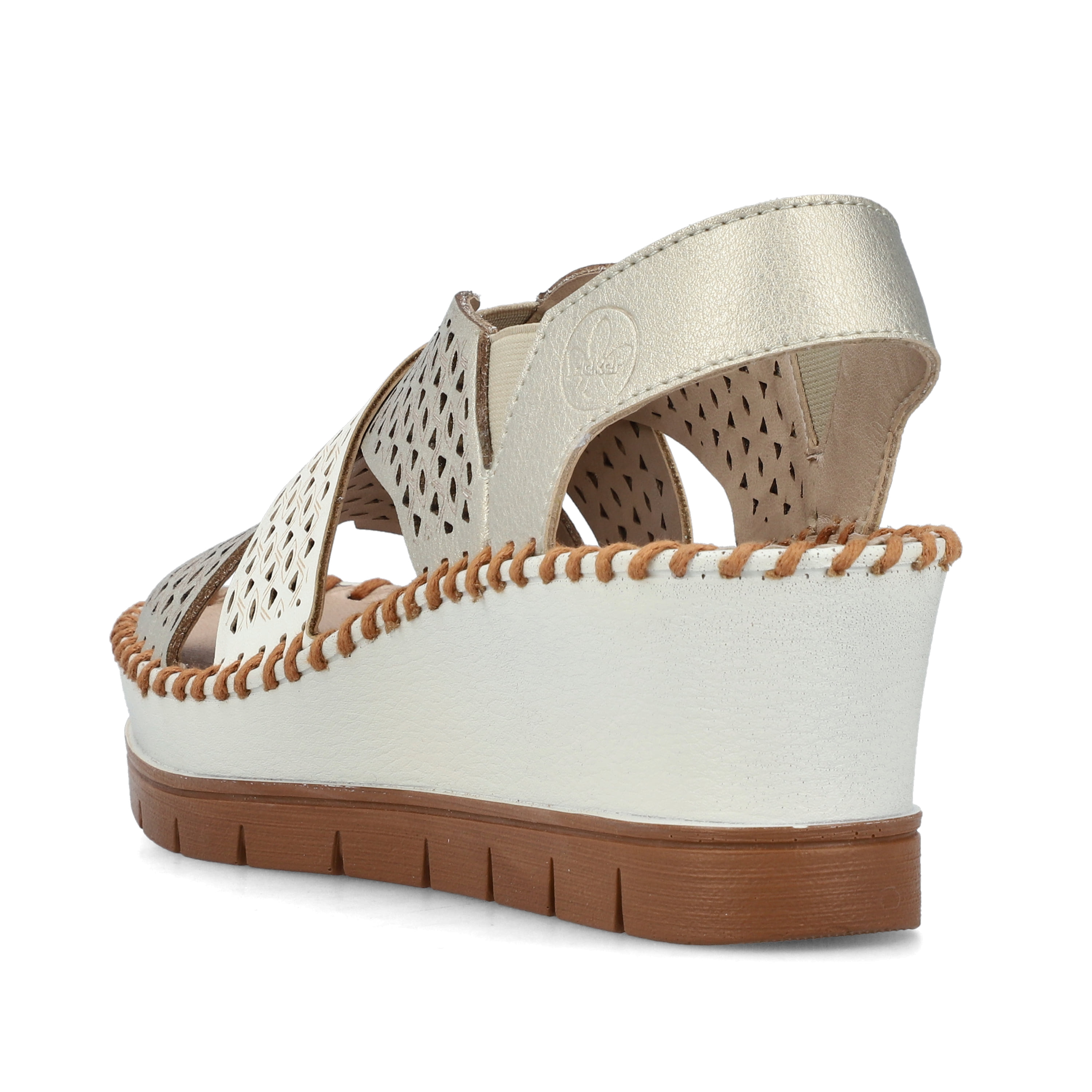 Rieker Damen Keilsandaletten metallic-perlweiss