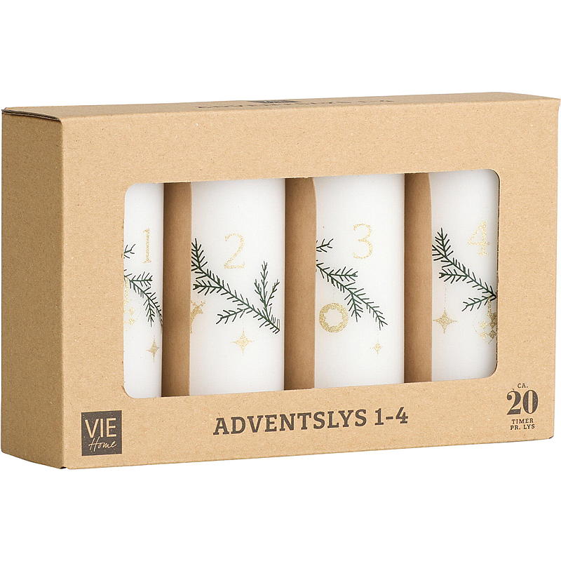 Vie Home Adventslys 4-pk 11 cm 1-4 hvit