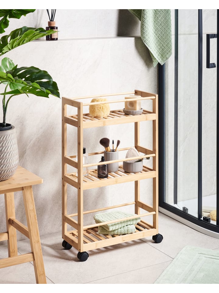 Beliani Badezimmerregal QUINTAY in Heller Holzfarbton - (W) 45 x (H) 75 x (L) 20 cm günstig kaufen onesize