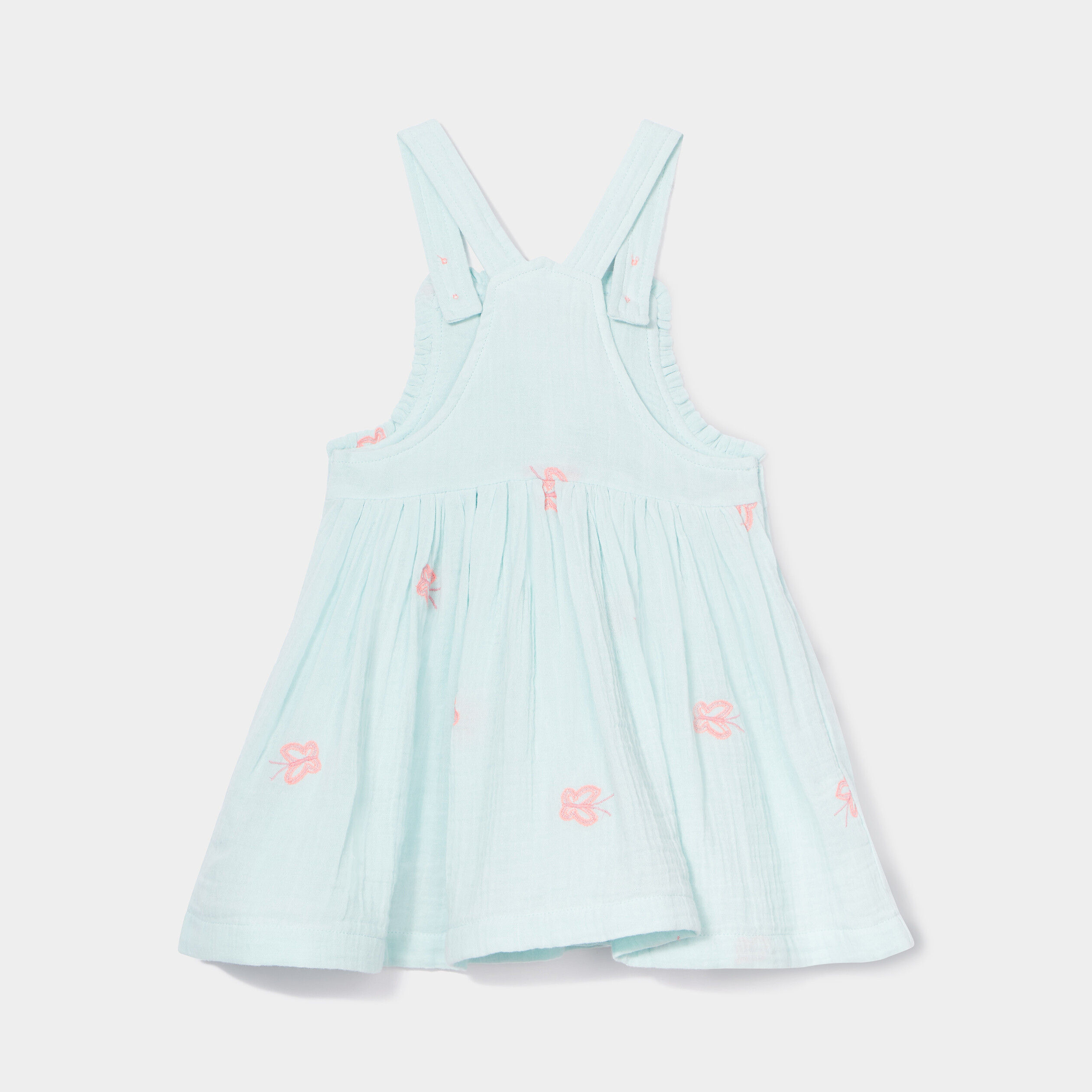 Robe évasée brodée à bretelles vert turquoise bébé fille | La Halle