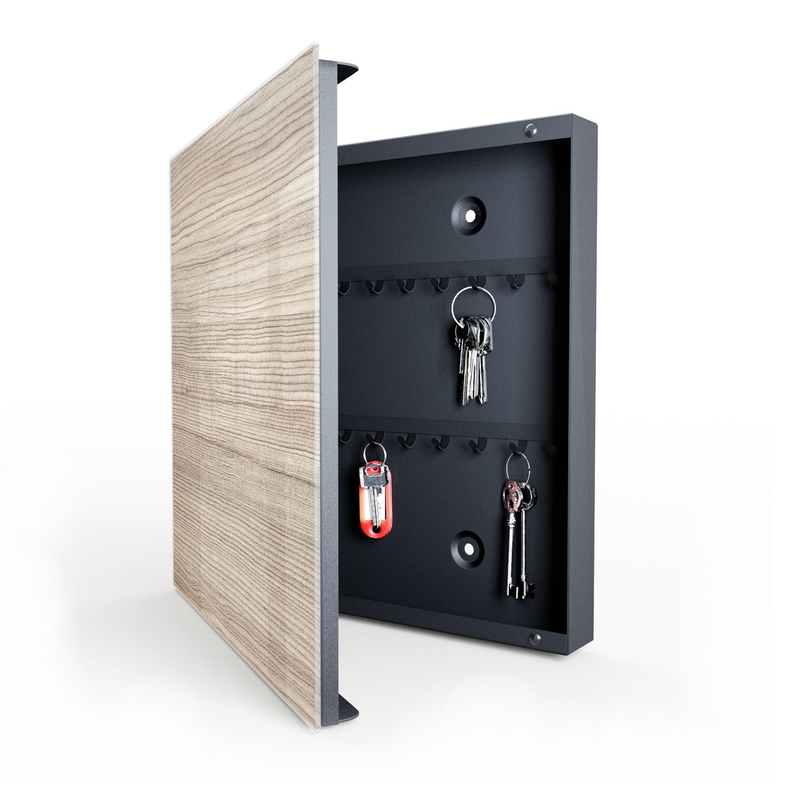 Primedeco Schlüsselkasten Magnetpinnwand und Memoboard mit Glasfront Motiv Holztextur (1 St)