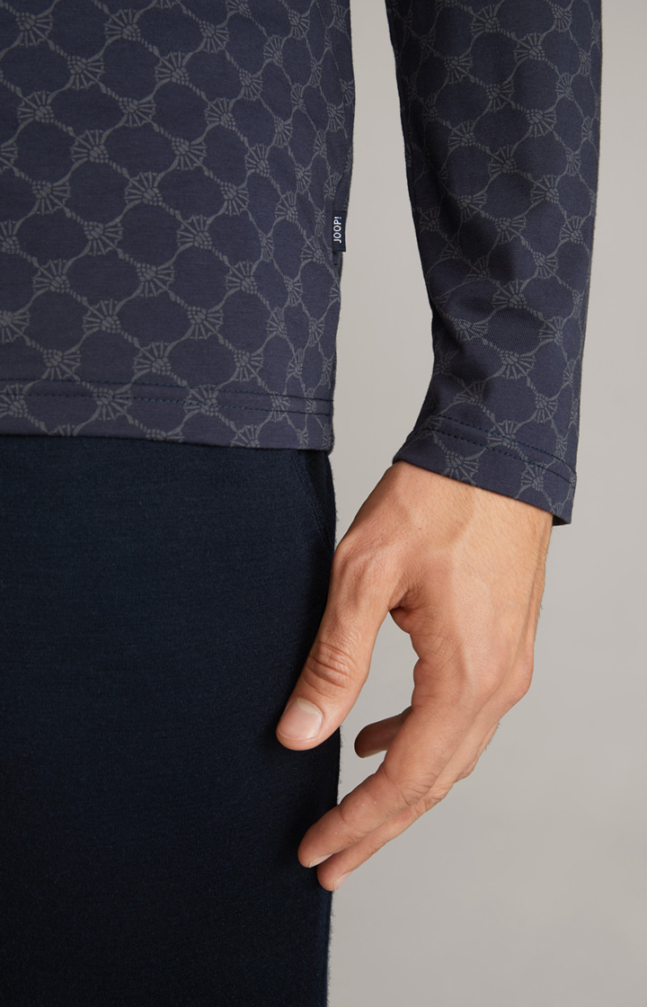 Cornflower Loungewear Longsleeve in Navy gemustert