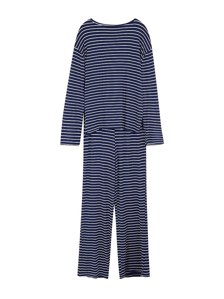 trendyol Pyjama in Dunkelblau/ Weiß günstig kaufen