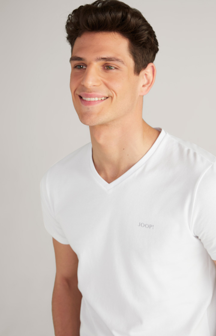 2er-Pack Feiner Stretch T-Shirts in Weiß