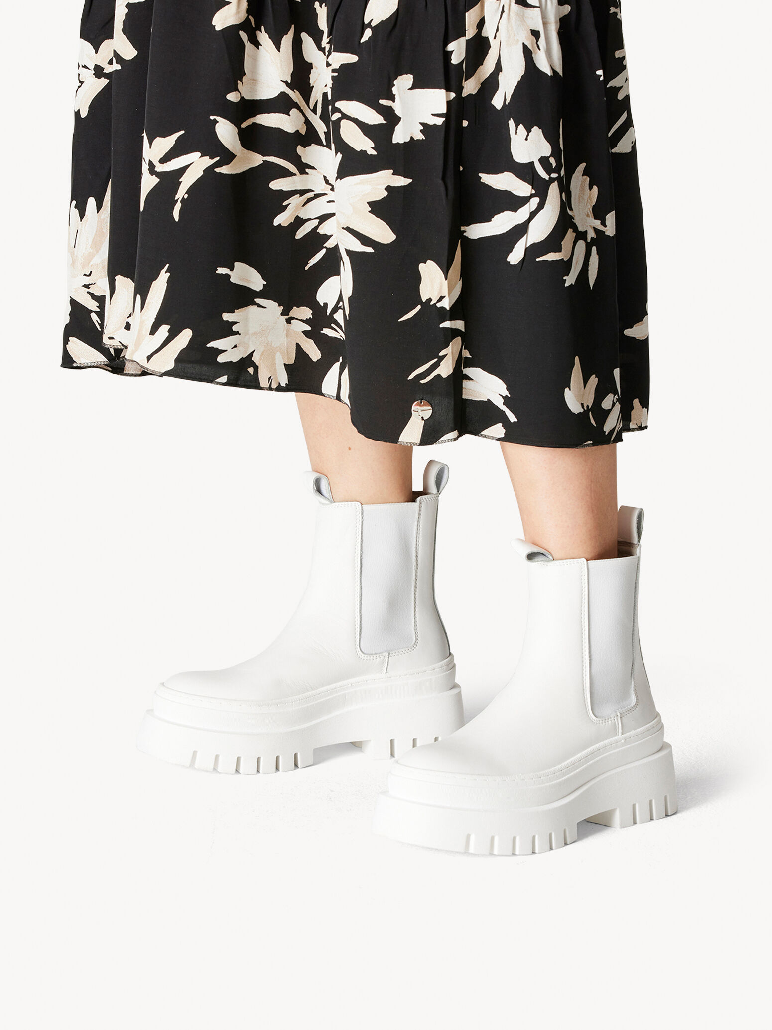 Bottine Chelsea en cuir - blanc