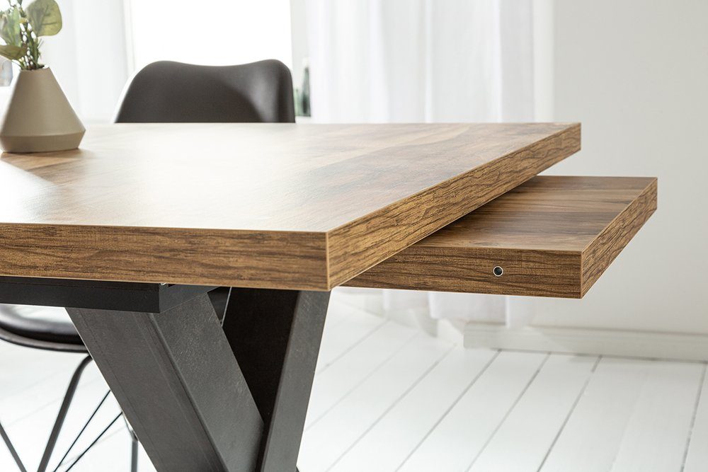 riess-ambiente Esstisch MONTREAL 140-190cm natur / schwarz, Eichen-Optik · X-Gestell · ausziehbar · Industrial