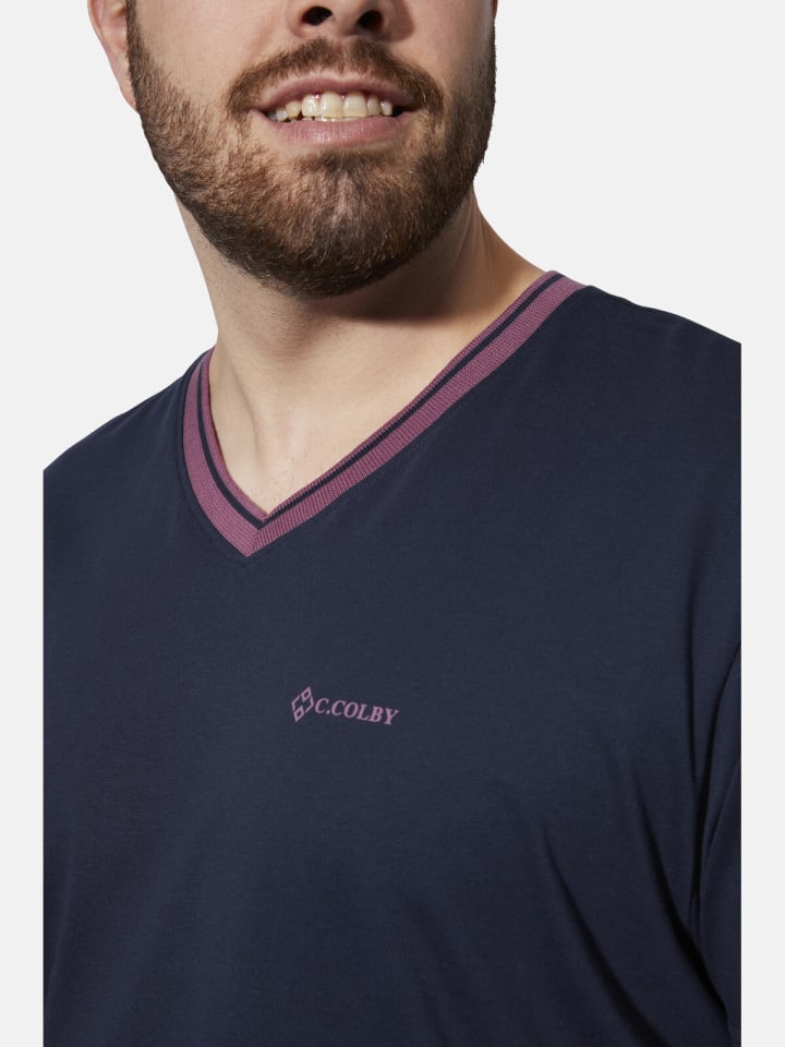 Charles Colby Doppelpack T-Shirt EARL EDELEY in lila dunkelblau günstig kaufen