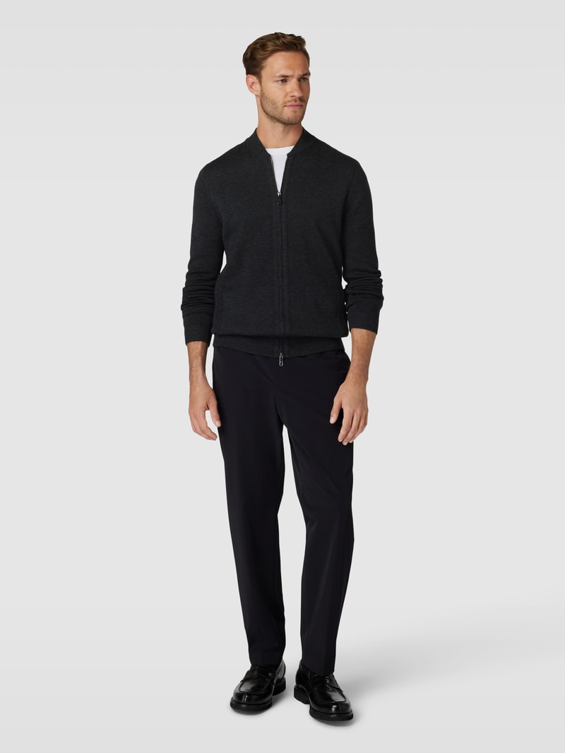 Strickjacke mit Zweiwege-Reißverschluss in anthrazit meliert