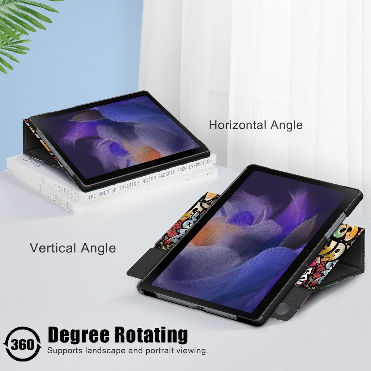 Wigento Tablet-Hülle Für Samsung Galaxy Tab A8 2021 10.5 Zoll 360 Grad Rotation Tablet Tasche Hülle Case Cover Etui Schutz Motiv 2 Neu
