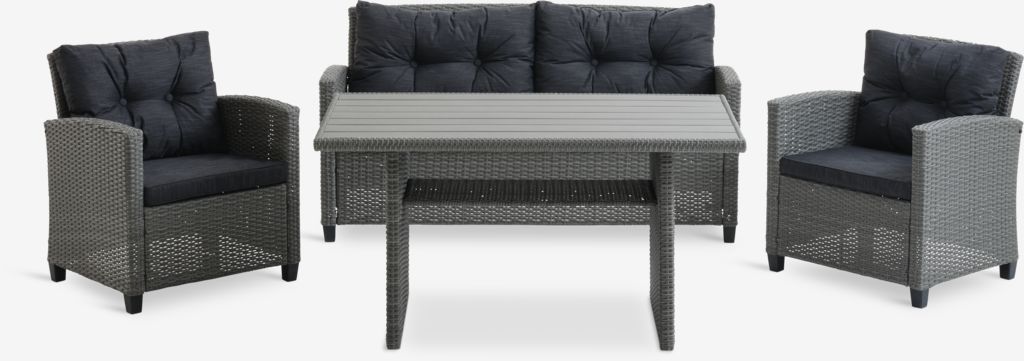 Conjunto de sofás VISBY de 4 lugares, cinza