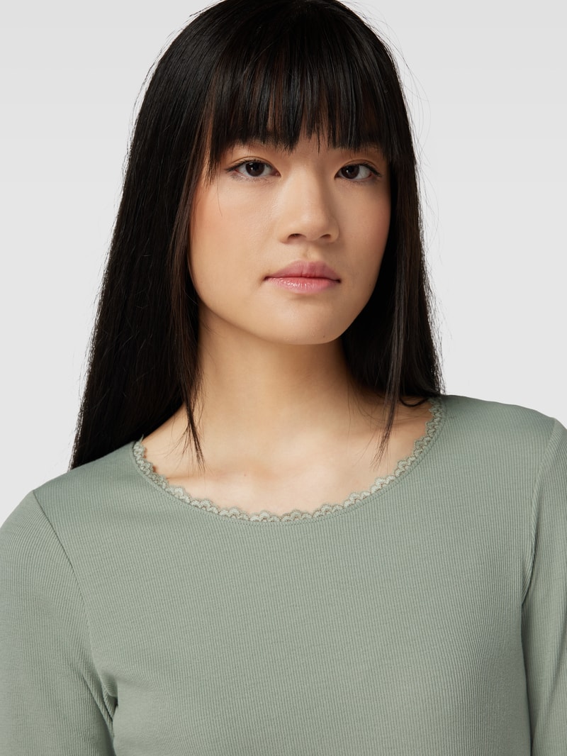 Longsleeve mit Rundhalsausschnitt in metallic türkis