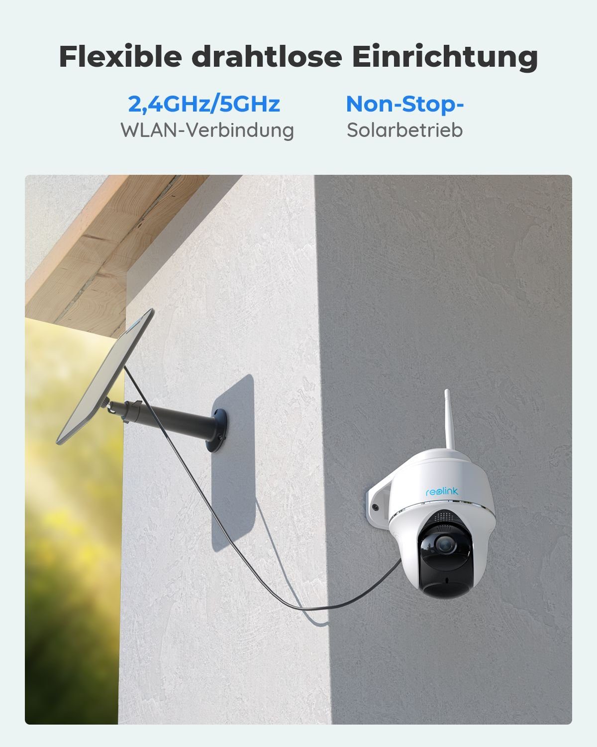 Reolink Argus Serie PTCam ProHD 4MP mit Solarpanel, 4/5GHz WLAN Überwachungskamera (Außenbereich)