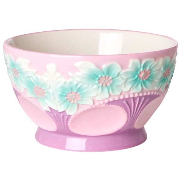 Rice - Ceramic Bowl with Embossed Flower Design - Schüssel