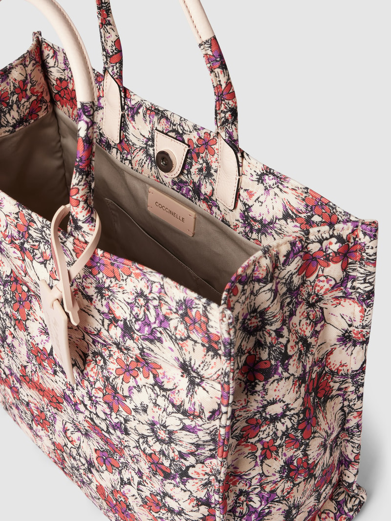 Tote Bag mit Allover-Muster Modell 'NEVER' in koralle