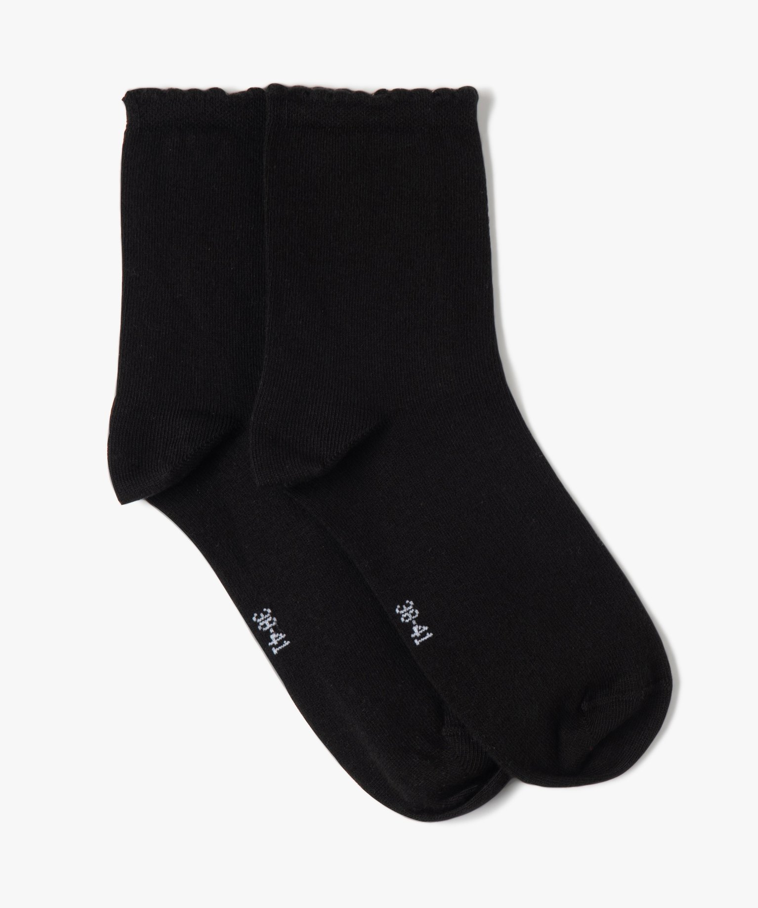Chaussettes femme avec finition dentelée en haut de la tige... noir | GEMO