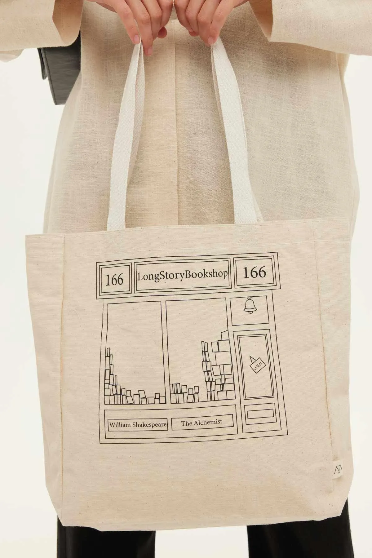 Manuka  Bedruckte Canvas-Einkaufstasche mit Seitenfalten Bookshop