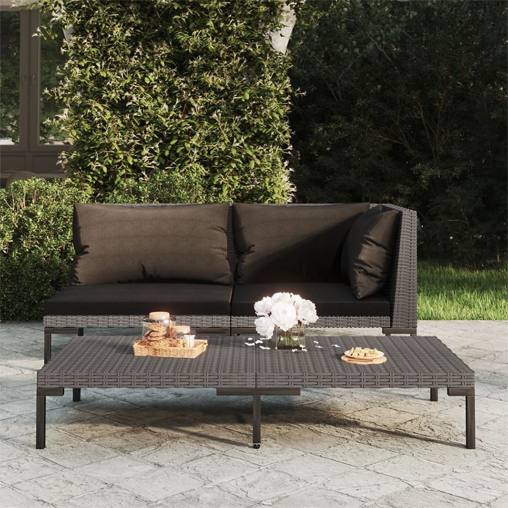 vidaXL Loungesofa Gartensofa mit Kissen Halbrundes Poly Rattan, 1 Teile