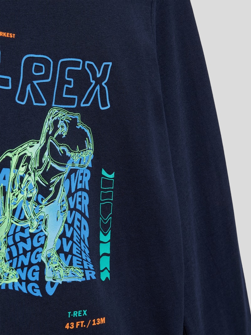 Longsleeve mit Motiv-Print in marineblau