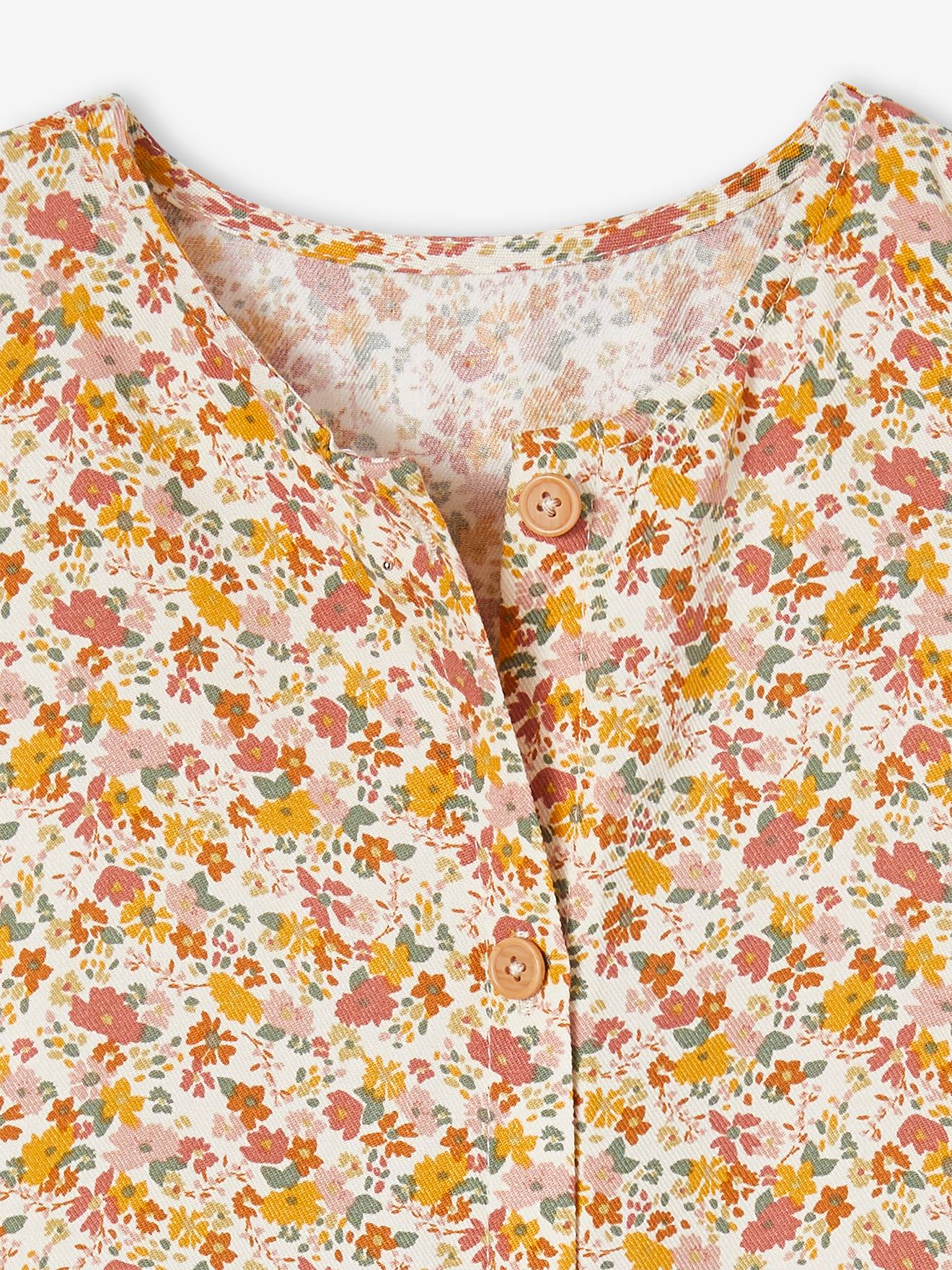 Vertbaudet Mädchen Kleid, Blumen Oeko-Tex - marine