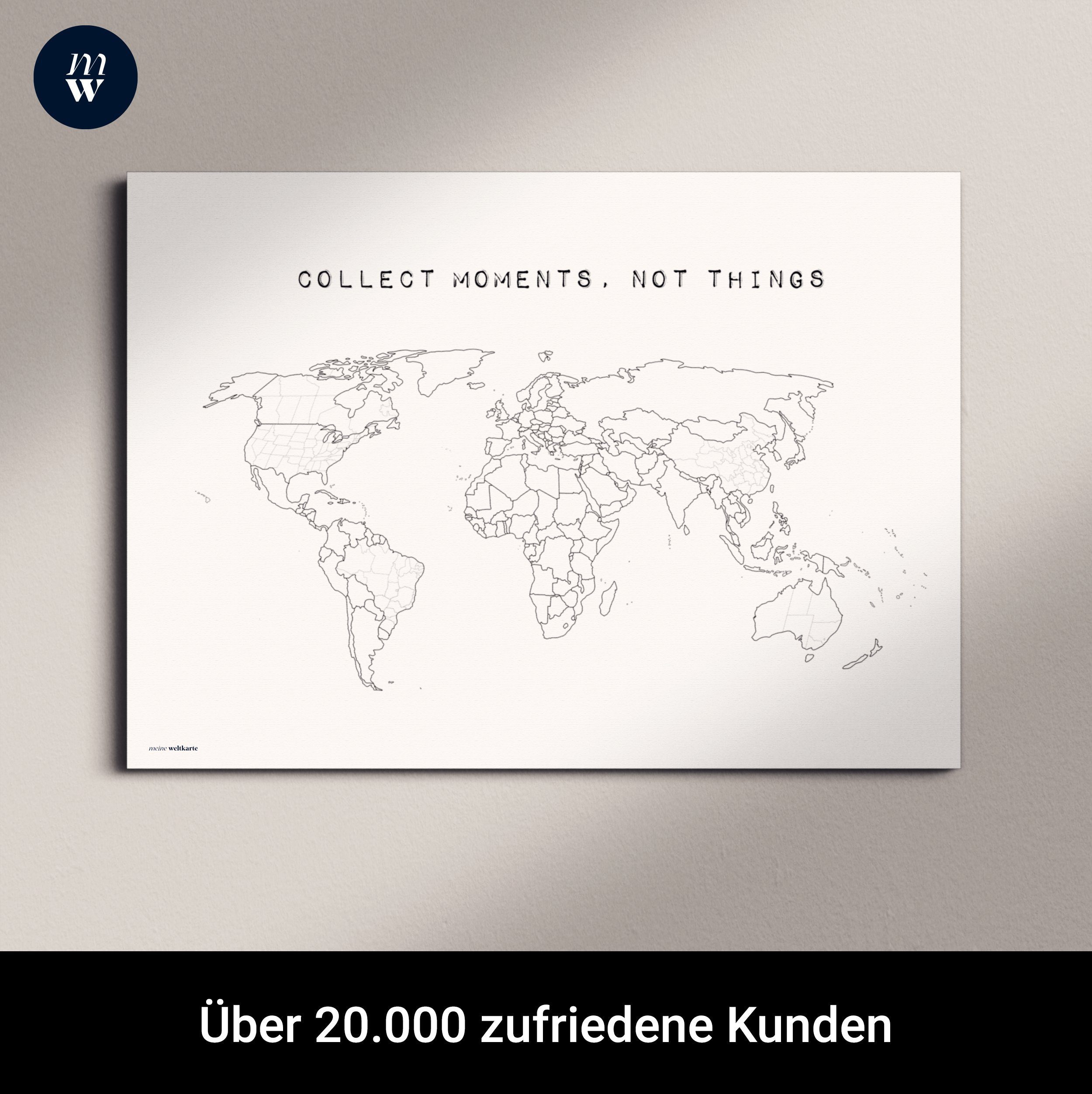 mw Leinwandbild Meine Weltkarte: Markiere deine bereisten Orte - handmade in Germany