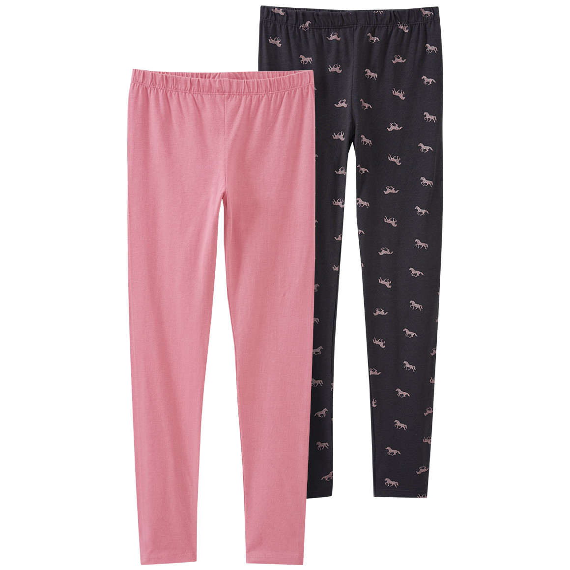 2 Mädchen Leggings in verschiedenen Dessins