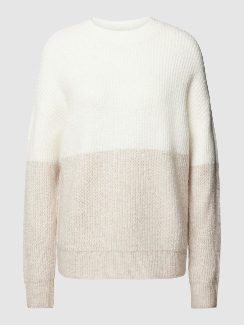 Strickpullover mit Rundhalsausschnitt in beige