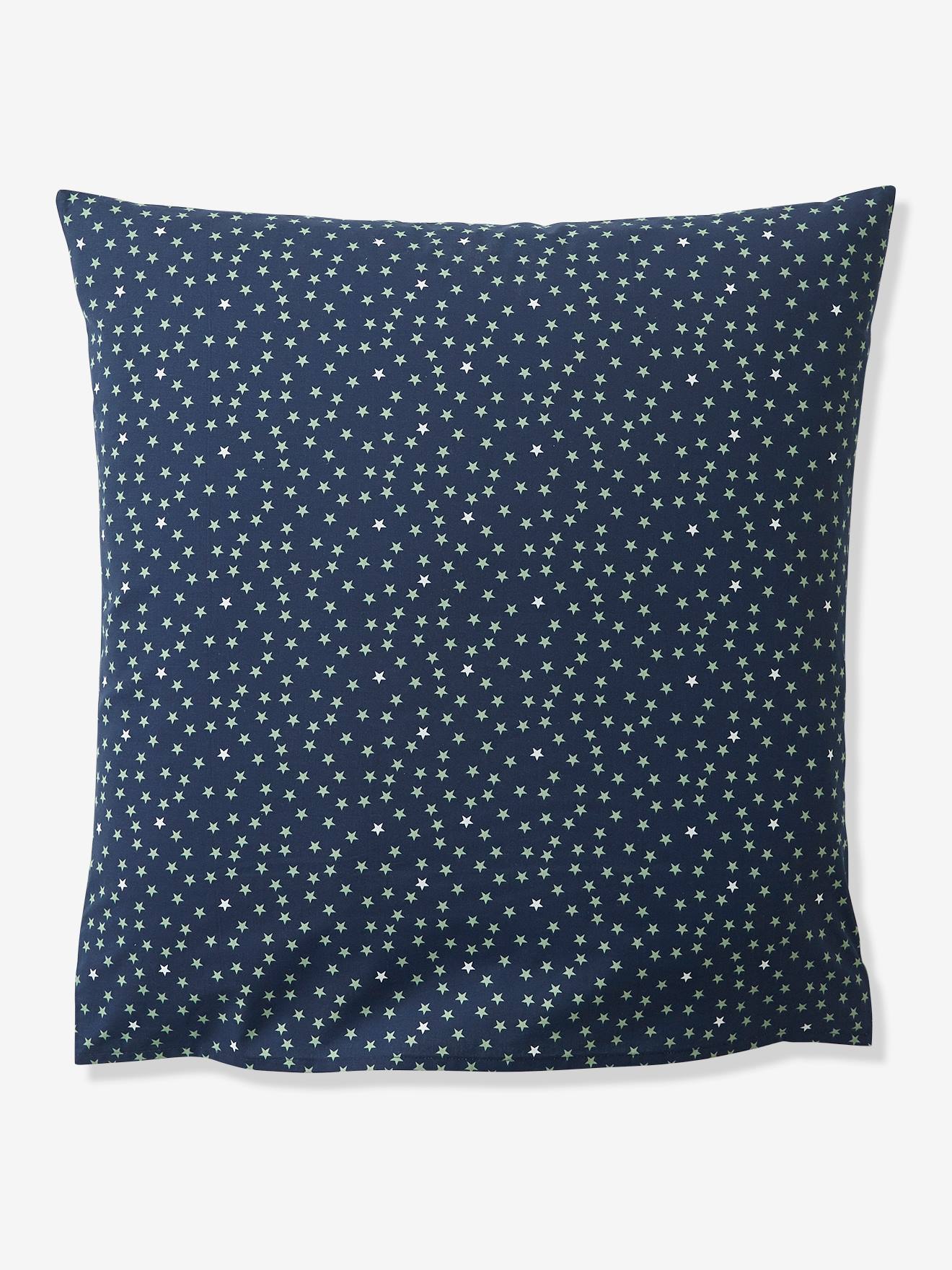 Parure housse de couette + taie d'oreiller enfant DREAM BIG basics kaki / étoiles marine