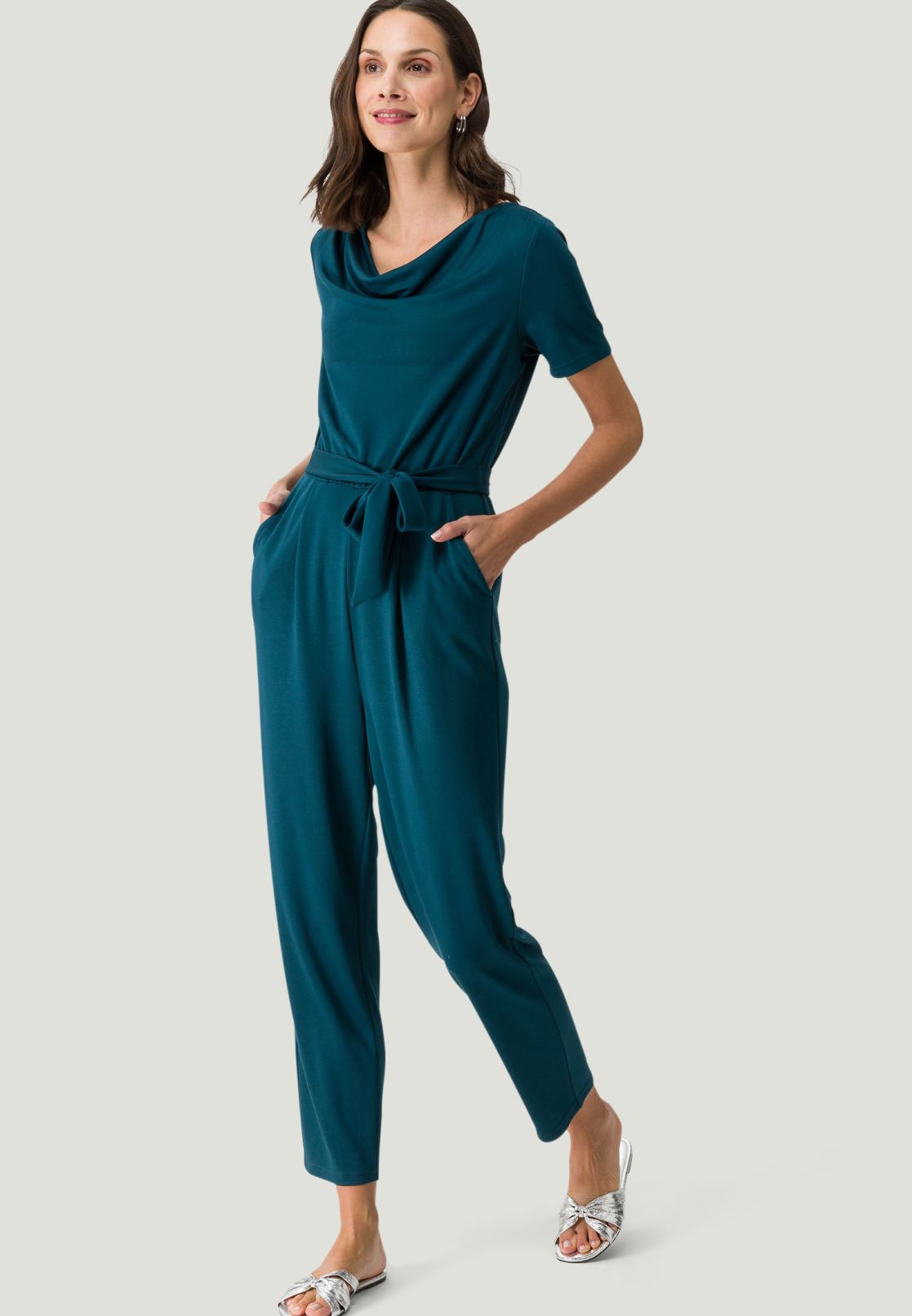 Jumpsuit Jersey Wasserfallausschnitt