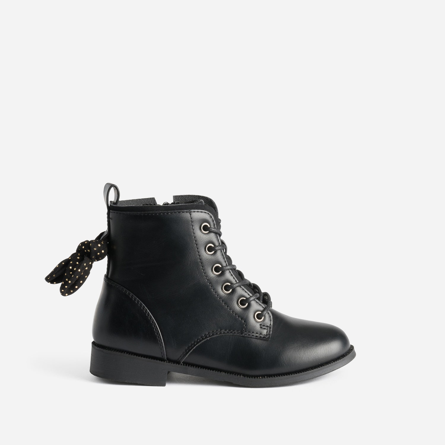 Boots à lacet BUGGY noir avec nœud-pois