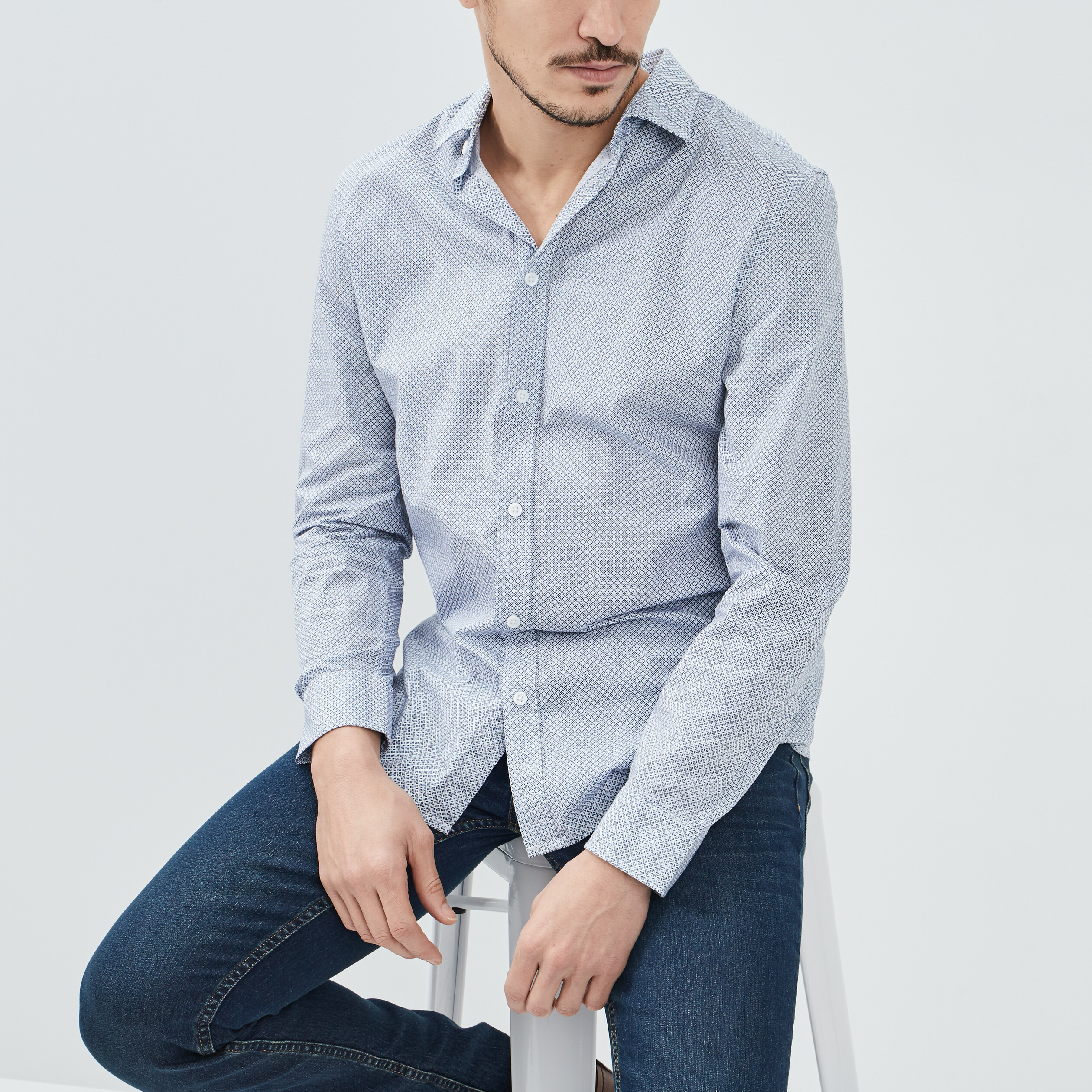 Chemise droite manches longues ecru homme | La Halle