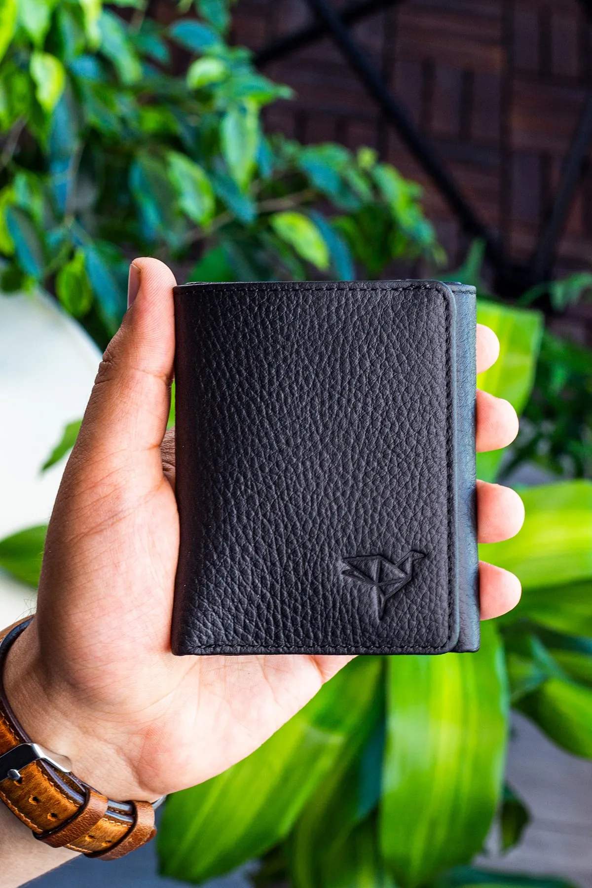 Garbalia  Schwarze Western-Geldbörse aus 100 % echtem Leder mit Magnetabdeckung