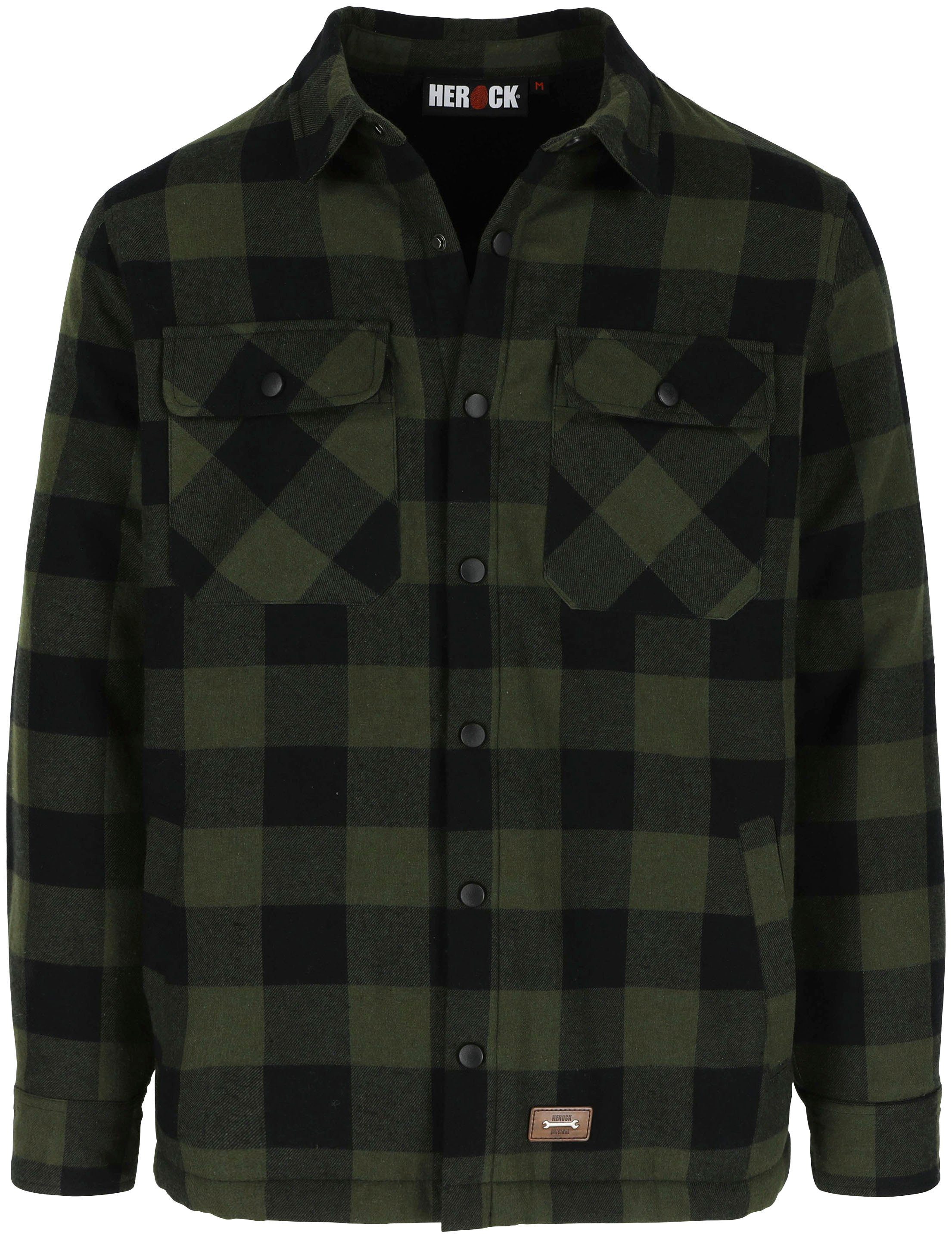 Herock Arbeitsjacke PURO Flanelljacke gefüttert, Druckknopfverschluss
