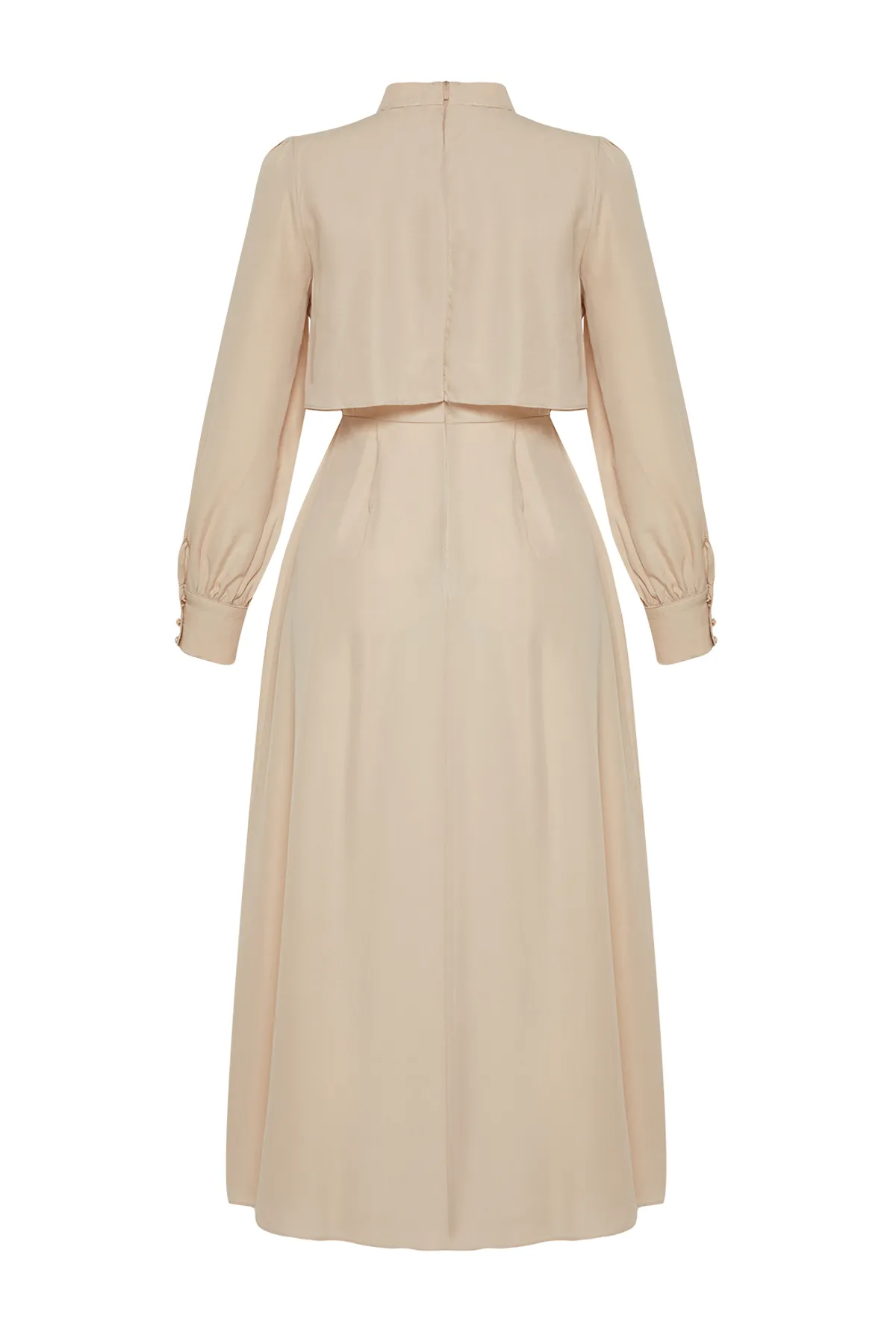 Trendyol Modest  Beiges, gewebtes Kleid mit Aller Piece-Details TCTSS24EB00190