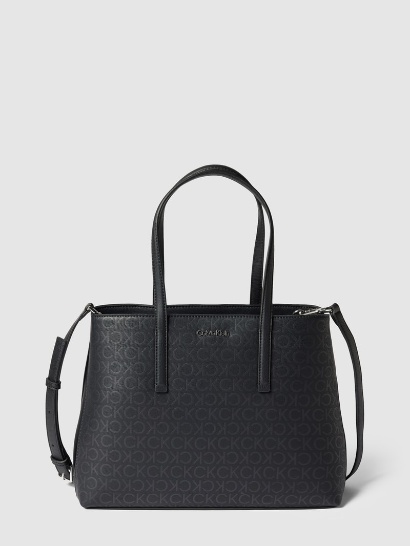 Tote Bag mit Allover-Logo in schwarz