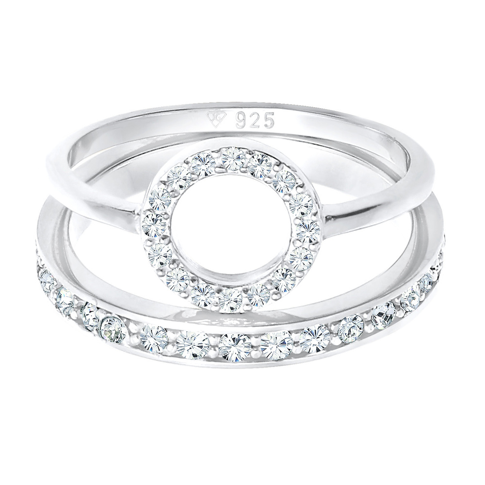 Elli PREMIUM Elli PREMIUM Bague Bague pour femme Duo Memorie Cercle Geo Timeless avec cristaux Bague