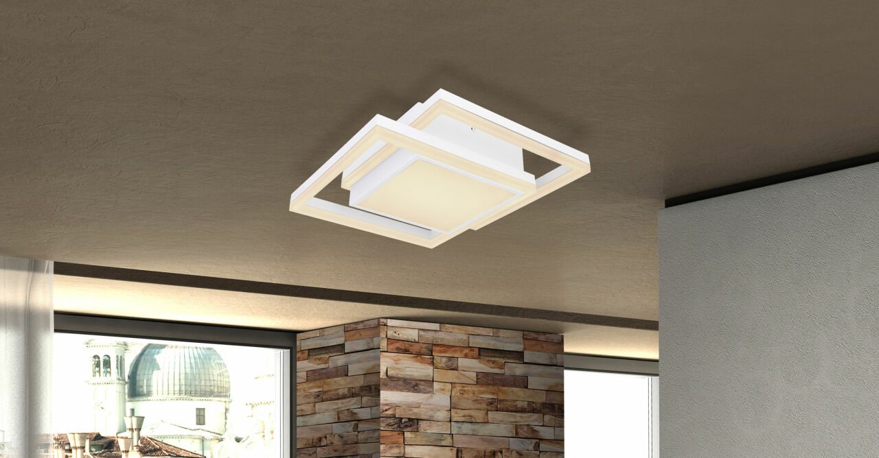 Globo Lighting - SQUARES - Deckenleuchte Metall weiß, LED