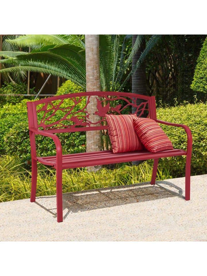 COSTWAY Gartenbank Gusseisen in Rot günstig kaufen onesize