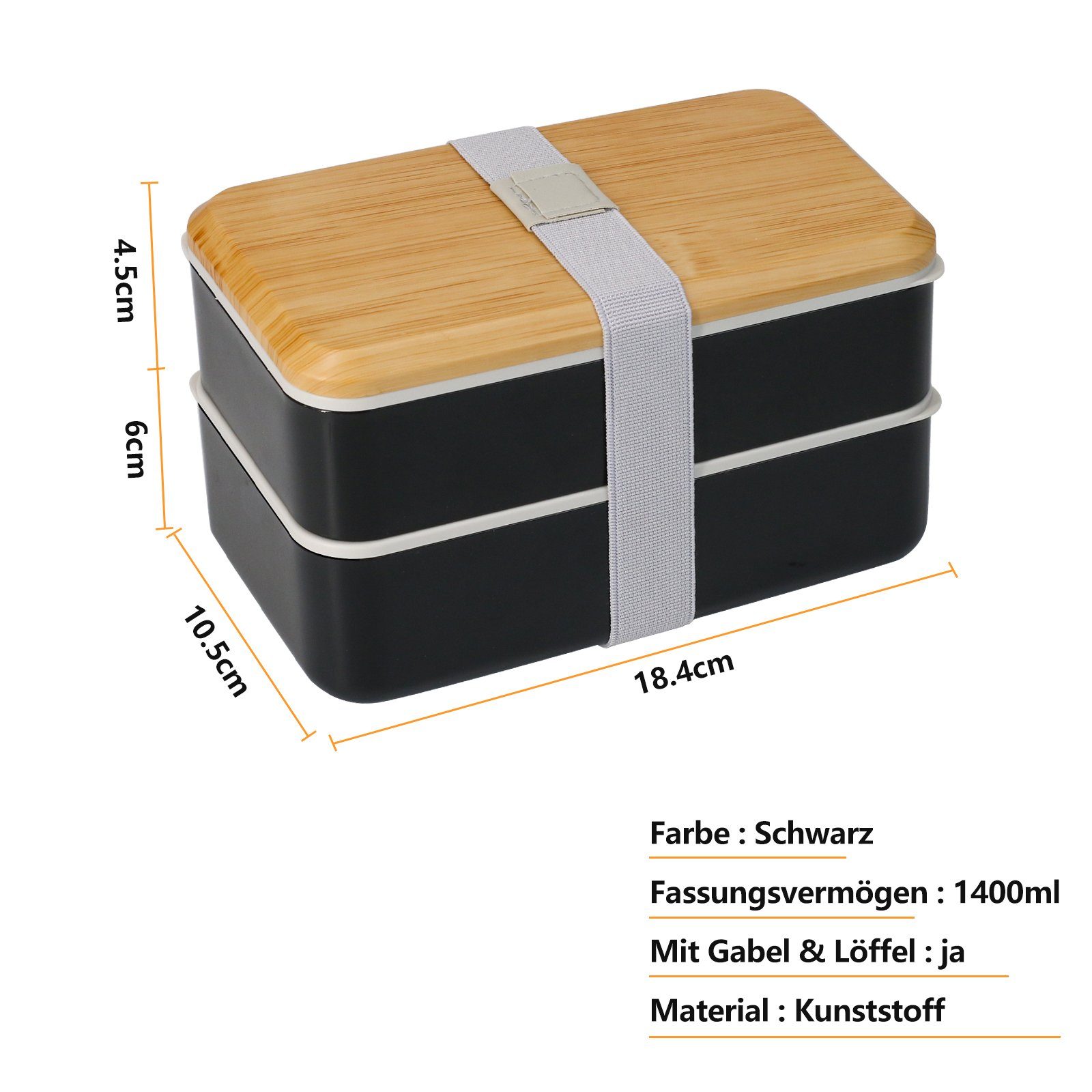 MDHAND Lunchbox 1400ml Brotdose mit Fächern für Kinder/Erwachsene, Kunststoff, (1-tlg), Mahlzeiten Brotdose mikrowellengeeignet