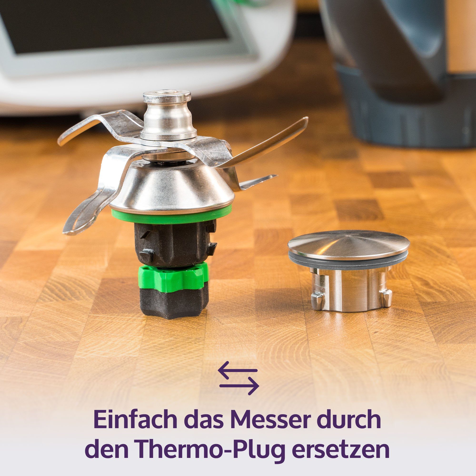 Mixcover Küchenmaschine mit Kochfunktion mixcover Trio-Parat Thermo-Plug kompatibel mit Thermomix TM6 Messerers