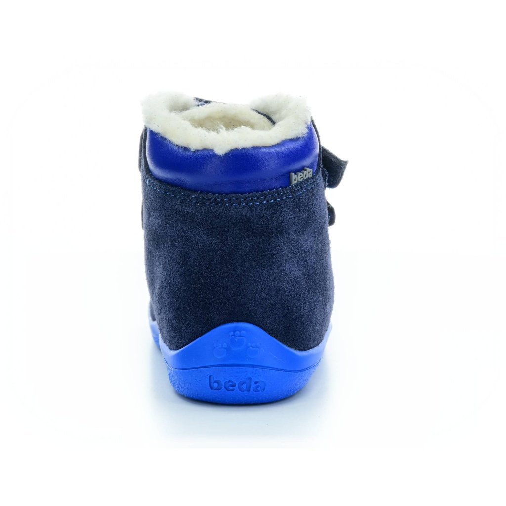 Beda Daniel mit Membran (BF 0001/ W/MK/Fell, höher) AD dunkelblaue Winter-Barfußstiefeletten