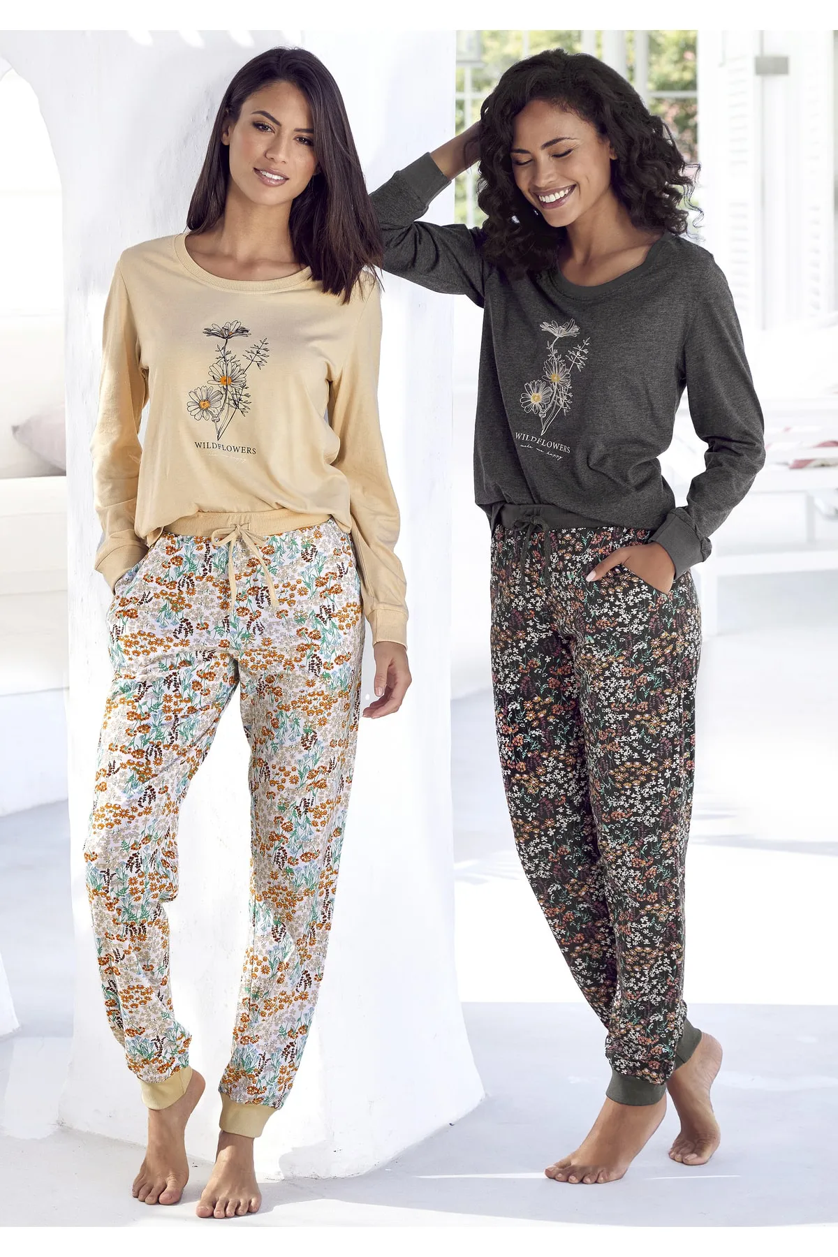 Vivance  Pyjama set - Beige - Geblümt