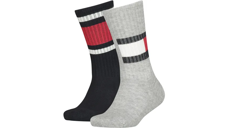 TOMMY HILFIGER Kinder Socken Flag 2er Pack middle grey melange