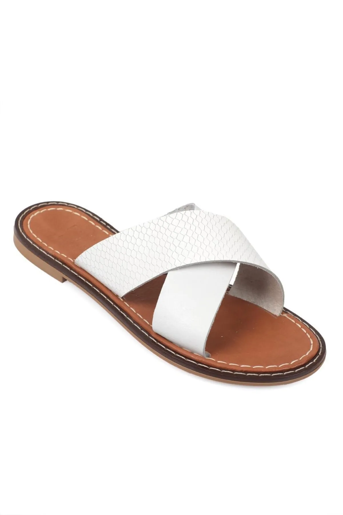 Capone Outfitters  Capone 881 Echtleder Bodrum Weiße Damenhausschuhe