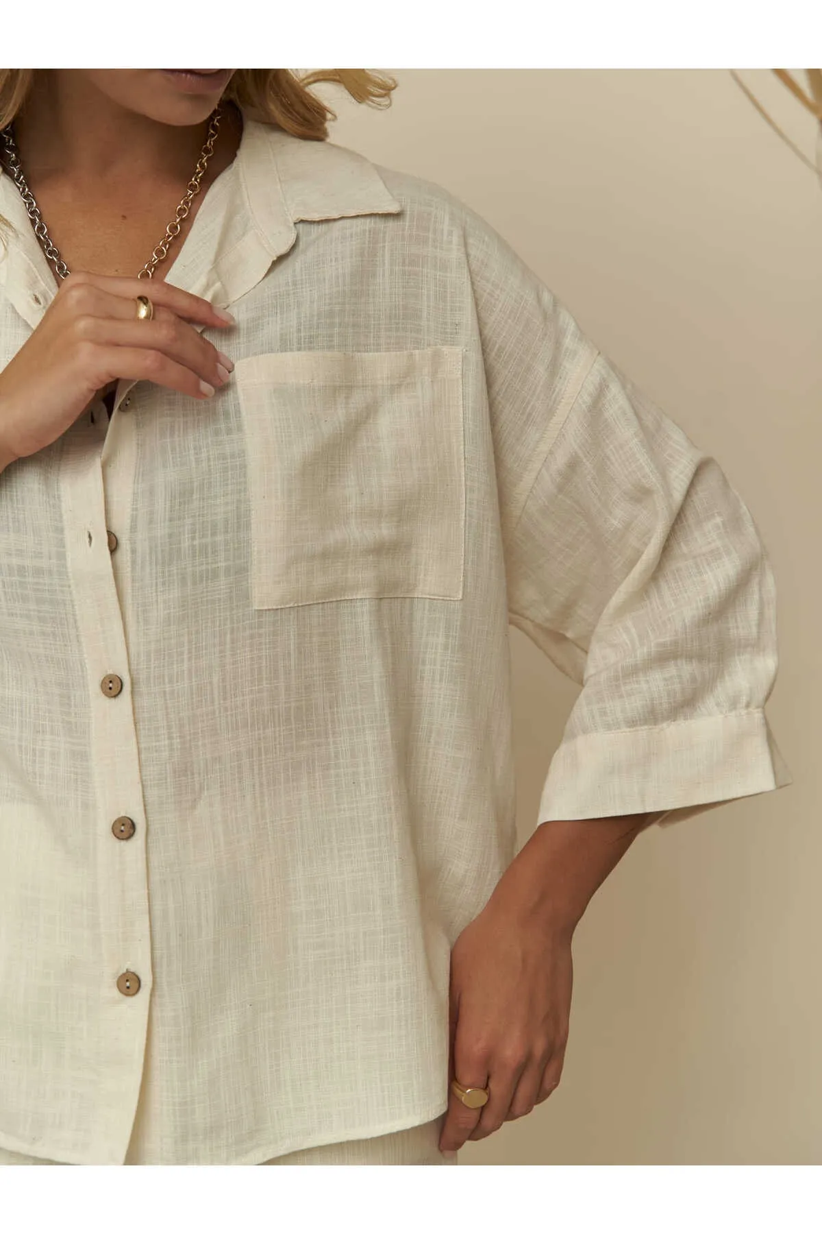 BOHEMAİ  Salerno Coconut Button Beige Set